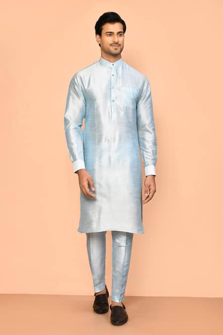 Aryavir Malhotra Pastel Plain Kurta & Pant Set 