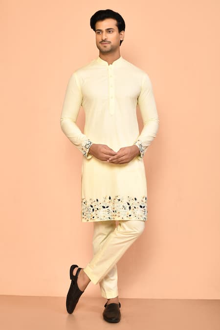 Aryavir Malhotra Floral Border Embroidered Kurta Set 