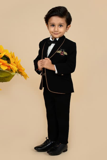 Little Boys Closet Bee Embroidered Tuxedo Pant Set 