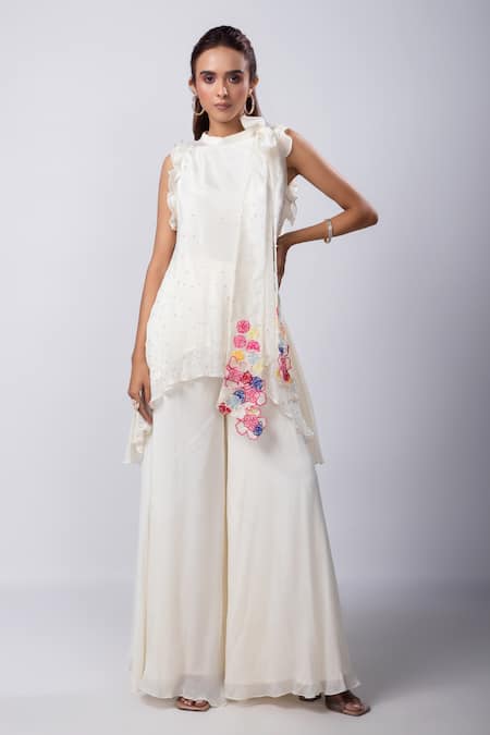 Smriti by Anju Agarwal Renisa Embellished Frill Top & Pant Set 
