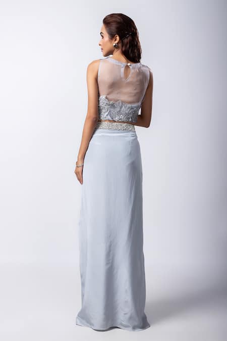 Smriti By Anju Agarwal Arleth Top & Draped Skirt Set 