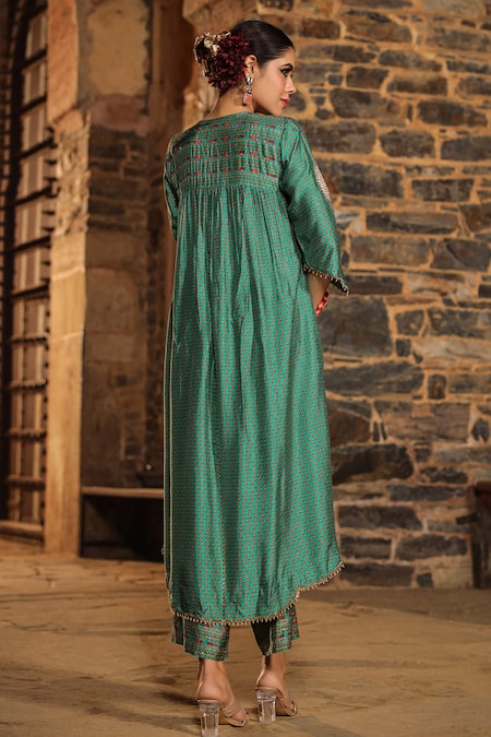 Label Niti Bothra Cheent Print & Embroidered Kurta Pant Set 