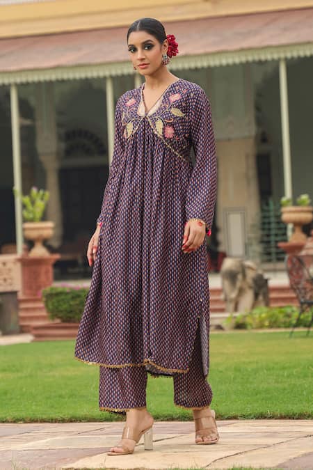 Label Niti Bothra Cheent Print Gathered Kurta & Palazzo Set 