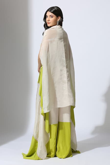 Masumi Mewawalla Flared Jumpsuit With Color Block Jacket 