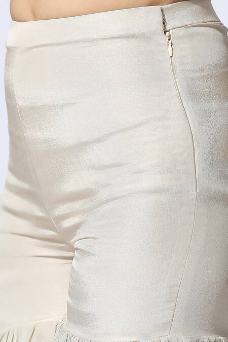 Masumi Mewawalla_Black Tissue, Crepe Embroidery Round Neck Floral Kurta Sharara Set _at_Aza_Fashions