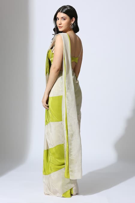 Masumi Mewawalla Color Block Striped Pattern Pre-Draped Saree With Blouse