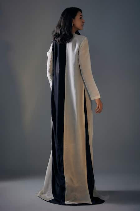 Masumi Mewawalla Draped Skirt Set With Color Block Jacket