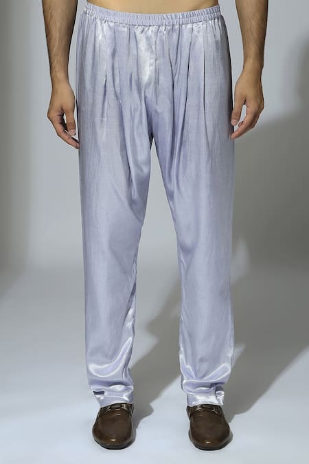 Shop_Masumi Mewawalla_Blue Maheshwari, Silk Mirrors Embroidered Kurta And Pant Set _Online_at_Aza_Fashions