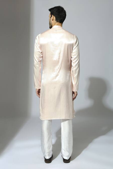 Shop Masumi Mewawalla Pink Maheshwari, Silk Embroidery Draped Kurta Set at Aza Fashions Shop_Masumi Mewawalla_Pink Maheshwari, Silk Embroidery Draped Kurta Set _at_Aza_Fashions