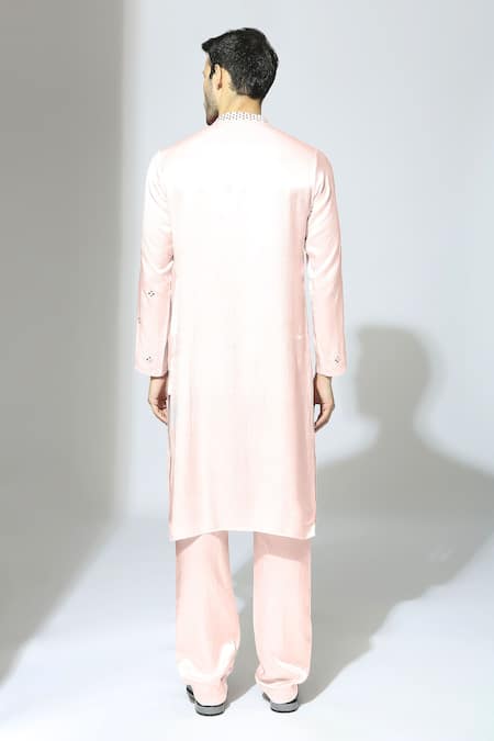 Shop Masumi Mewawalla Pink Maheshwari Mirrors Sleeve Embroidered Kurta Set at Aza Fashions Shop_Masumi Mewawalla_Pink Maheshwari Mirrors Sleeve Embroidered Kurta Set _at_Aza_Fashions