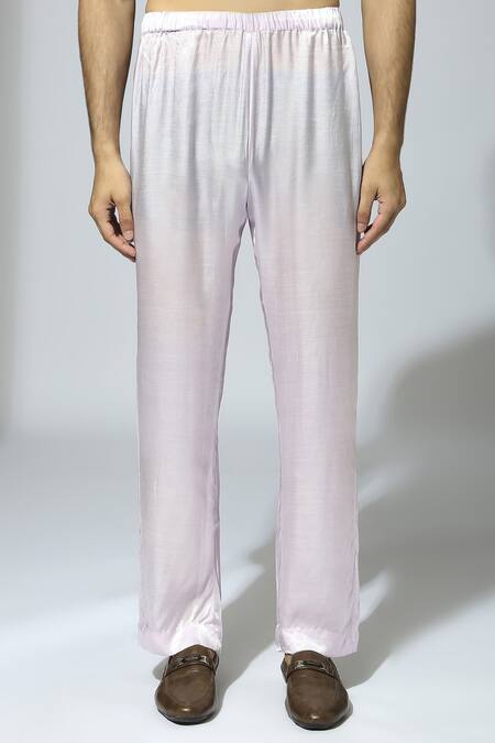 Masumi Mewawalla Purple Gingham, Silk Lace Pastel Kurta Set With Ombre Stole at Aza Fashions Masumi Mewawalla_Purple Gingham, Silk Lace Pastel Kurta Set With Ombre Stole _at_Aza_Fashions