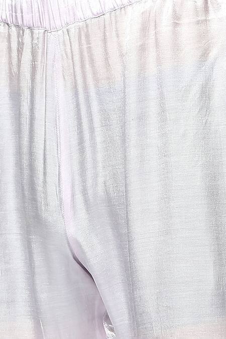 Buy Masumi Mewawalla Purple Gingham, Silk Lace Pastel Kurta Set With Ombre Stole Buy_Masumi Mewawalla_Purple Gingham, Silk Lace Pastel Kurta Set With Ombre Stole