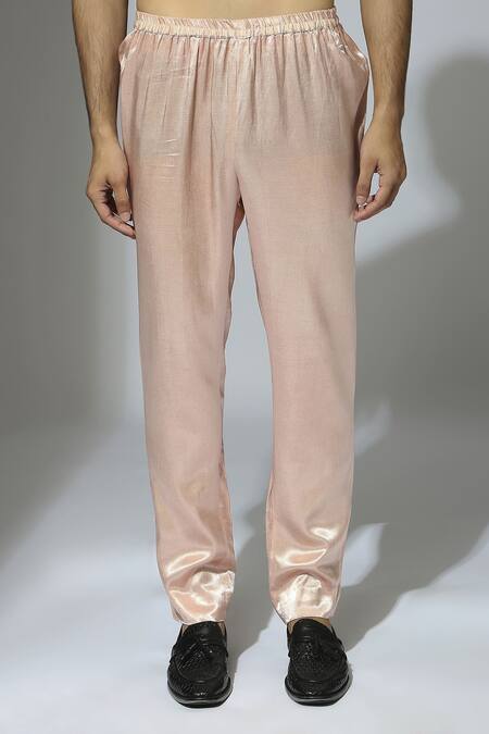 Masumi Mewawalla_Pink Maheshwari, Silk Embroidery Geometric Hand Sherwani Set _Online_at_Aza_Fashions