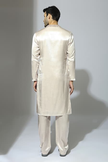 Shop Masumi Mewawalla Purple Maheshwari, Silk Sequins Embroidered Placket Kurta Set at Aza Fashions Shop_Masumi Mewawalla_Purple Maheshwari, Silk Sequins Embroidered Placket Kurta Set _at_Aza_Fashions