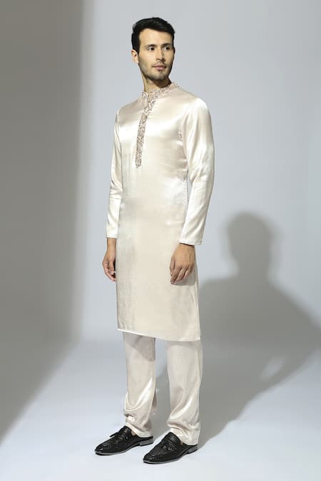 Shop Masumi Mewawalla Purple Maheshwari, Silk Sequins Embroidered Placket Kurta Set Online at Aza Fashions Shop_Masumi Mewawalla_Purple Maheshwari, Silk Sequins Embroidered Placket Kurta Set _Online_at_Aza_Fashions