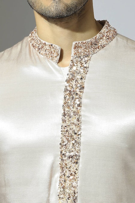 Masumi Mewawalla Purple Maheshwari, Silk Sequins Embroidered Placket Kurta Set at Aza Fashions Masumi Mewawalla_Purple Maheshwari, Silk Sequins Embroidered Placket Kurta Set _at_Aza_Fashions