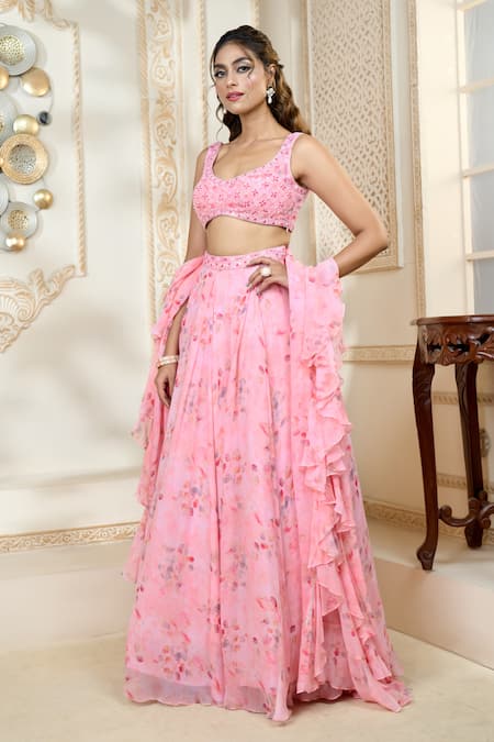 Aariyana Couture Rose Petal Floral Print Lehenga Set 