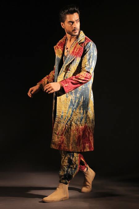 Shop_Capisvirleo_Red Habutai Silk Bira Quilted Jogger Pant  _at_Aza_Fashions