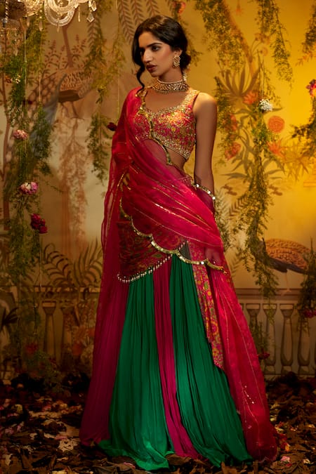Rama Green Faux Georgette Navratri Chaniya Choli With Matching Dupatta |  Red lehenga choli, Lehenga style saree, Designer lehenga choli