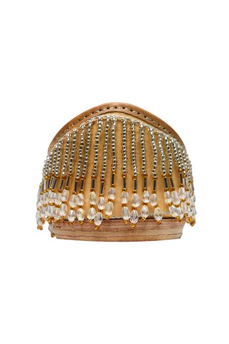 Yassio_Beige Ariadne Embroidered Juttis _Online_at_Aza_Fashions