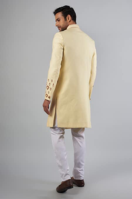 Spring Break Linen Embroidered Sherwani Set 