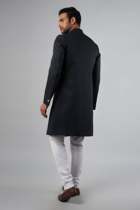 Spring Break Solid Button Down Sherwani Set 