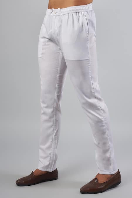 Spring Break_Blue Silk, Cotton Solid Button Down Sherwani Set _Online_at_Aza_Fashions