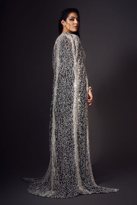 Chisel By Meghna Ramrakhiya Sequin Embellished Bodycon Gown With Cape 