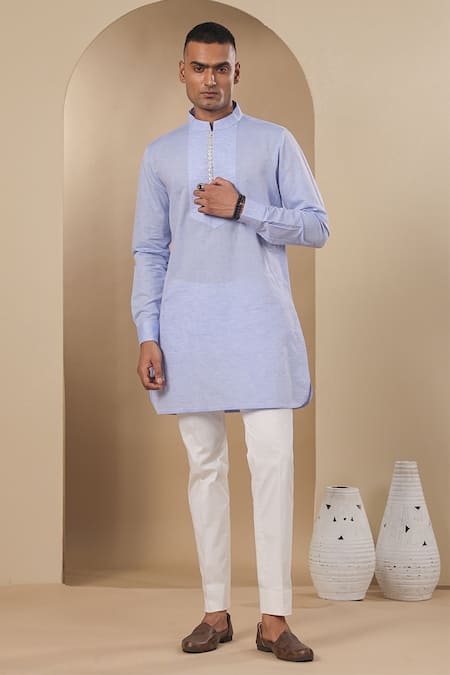 Raw & Rustic by Niti Bothra Solid Pleated Placket Kurta 