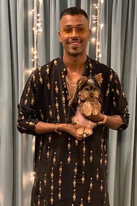 Masaba_Black Crepe Tribal Pillar Foil Print Kurta_at_Aza_Fashions