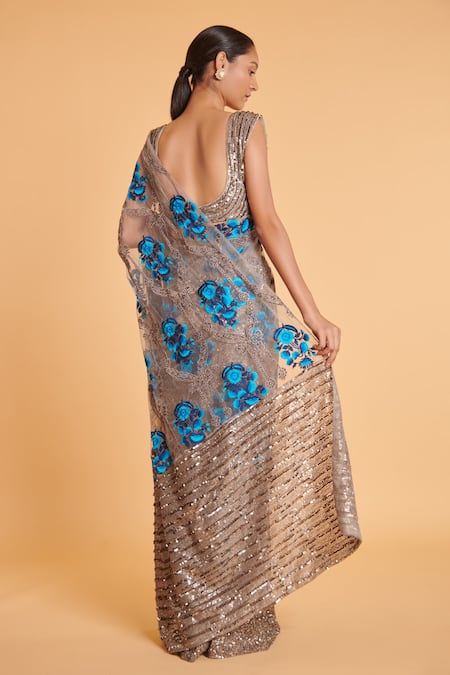 Siddartha Tytler Hand Embroidered Saree With Blouse 