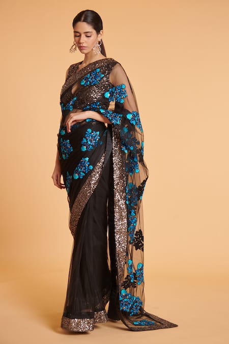 Siddartha Tytler Sequins Work Saree With Blouse 