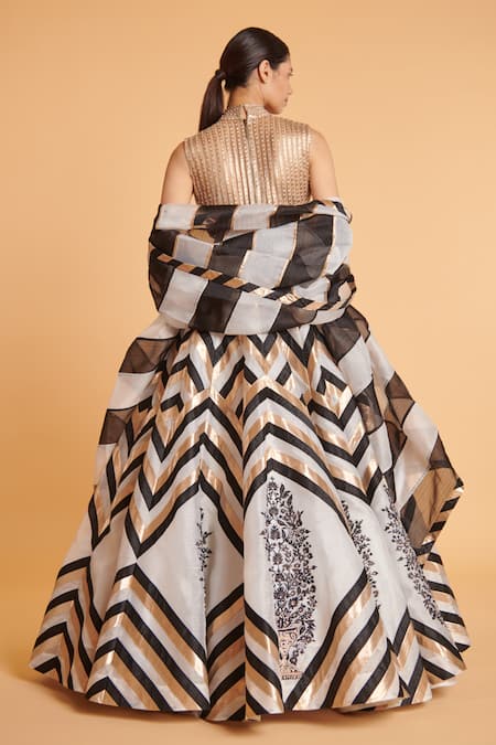 Siddartha Tytler Chevron Woven Lehenga Set 