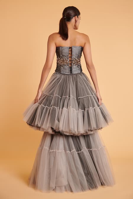 Siddartha Tytler Pleated Layered Skirt 