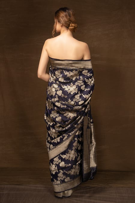 Vishwa By Pinki Sinha Iris Bloom Woven Banarasi Silk Saree With Running Blouse 