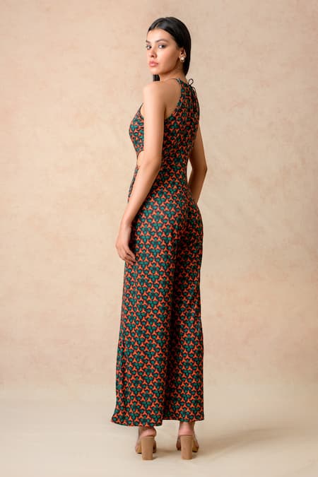 Shop_Thetaa_Multi Color Polyester Round Neck Lily Floral Print Jumpsuit _at_Aza_Fashions