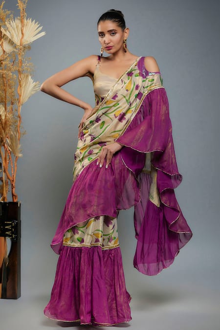 Anita Kanwal Tulip Digital Print Saree With Unstitched Blouse 