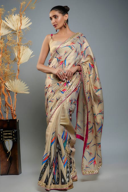 Anita Kanwal Birds Of Paradise Printed Half & Half Saree Set 