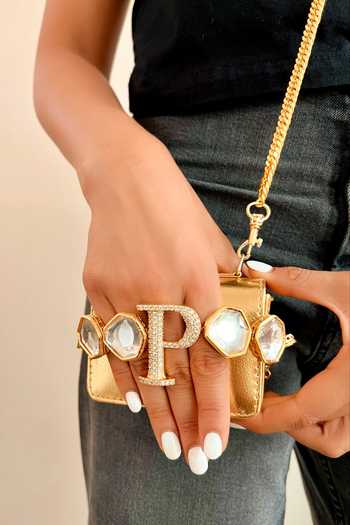 PRERTO Gold Geode Alphabet Embellished Nano Bag 2