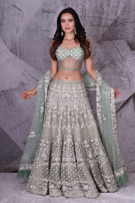 Archana Kochhar Crystal Sequin Embellished Lehenga Set 