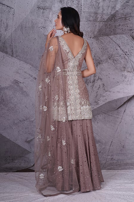 Archana Kochhar Crystal Embellished Kurta Sharara Set 