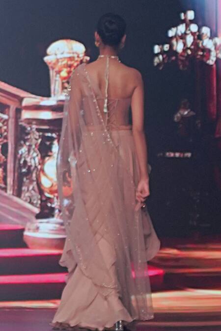 Archana Kochhar Helix Bloom Embellished Corset With Draped Dhoti Skirt 