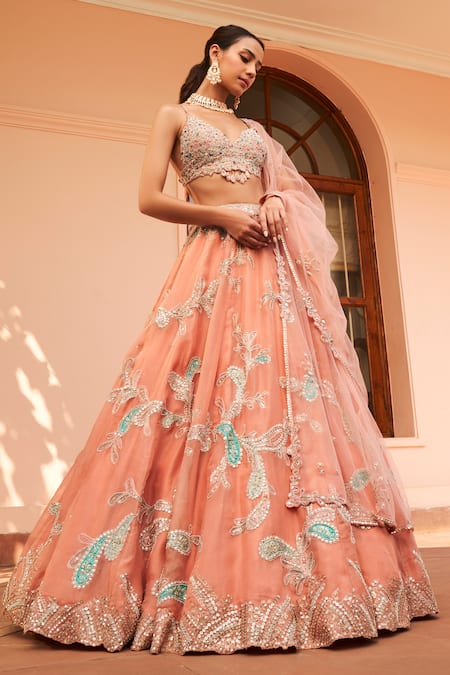 Osaa by Adarsh Aari Embroidered Bridal Lehenga Set 