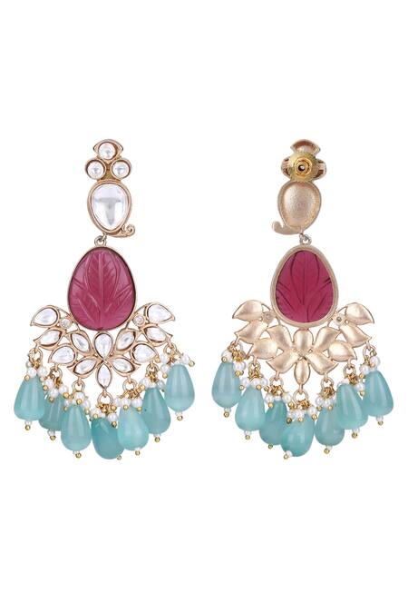 Buy_Auraa Trends_Red Stones Embellished Necklace Set _Online_at_Aza_Fashions