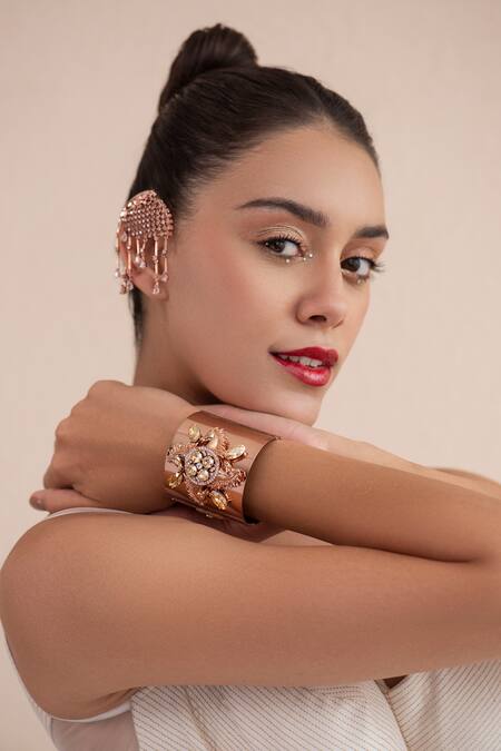 Shop_Opalina Soulful Jewellery_Pink Crystals Swarovski Stone Embellished Bracelet _Online_at_Aza_Fashions