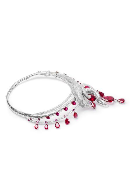 Shop_Opalina Soulful Jewellery_Silver Plated Swarovski Stone Studded Long Necklace 