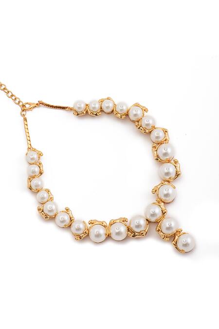 Buy_Opalina Soulful Jewellery_White 22k Gold Plated Carved Panther Necklace _Online_at_Aza_Fashions