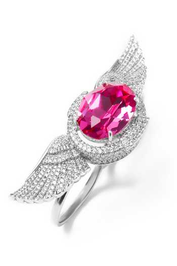 Opalina Soulful Jewellery Silver Plated Stones, Crystals Embellished Angel Wings Ring at Aza Fashions Opalina Soulful Jewellery_Silver Plated Stones, Crystals Embellished Angel Wings Ring _at_Aza_Fashions