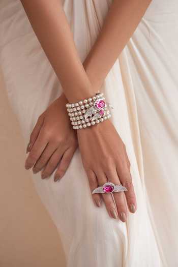 Buy Opalina Soulful Jewellery Silver Plated Stones, Crystals Embellished Angel Wings Ring Buy_Opalina Soulful Jewellery_Silver Plated Stones, Crystals Embellished Angel Wings Ring