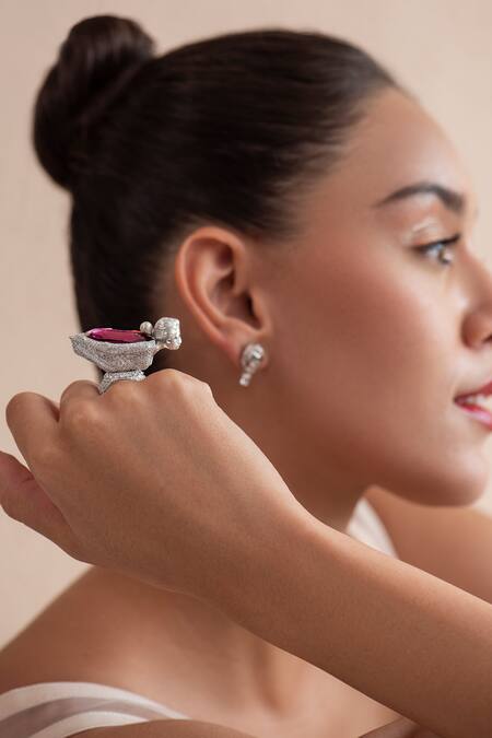 Shop_Opalina Soulful Jewellery_Silver Plated Stones Swarovski Embellished Figure Ring 